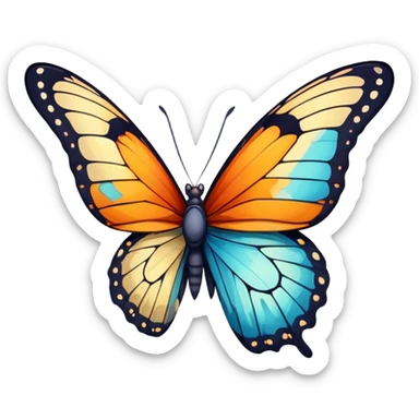 butterfly with a broken and cracked wing sticker