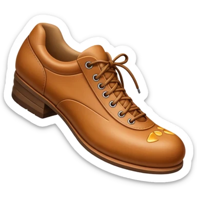3D Apple-style emoji of a shoe with a foot inside, stepping and showing a clear shoe print below. and leg







 sticker