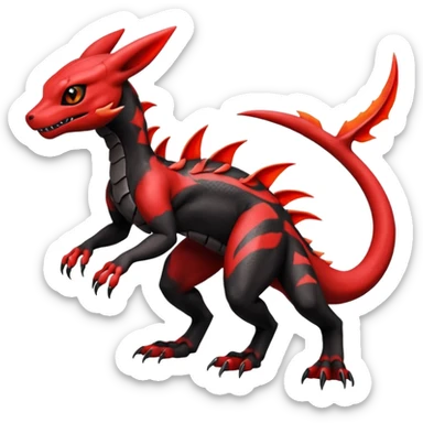 Badass Cool Realistic Exotic Guilmon-Salandit-Umbreon-Fakémon-hybrid-creature (full body)  sticker