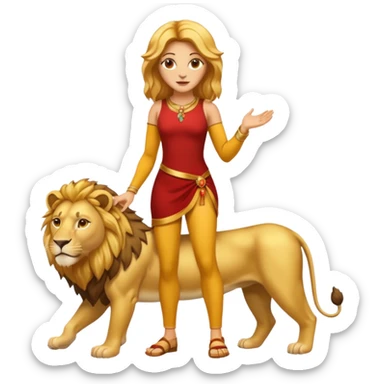 High resolution of a full body women lion sticker