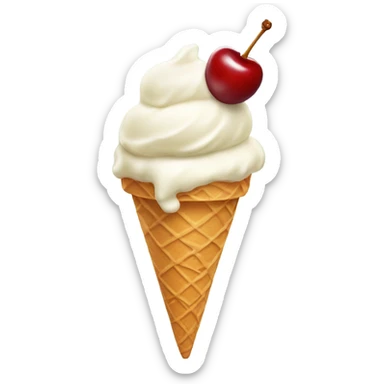 Vanilla ice cream cone with cherry on top sticker