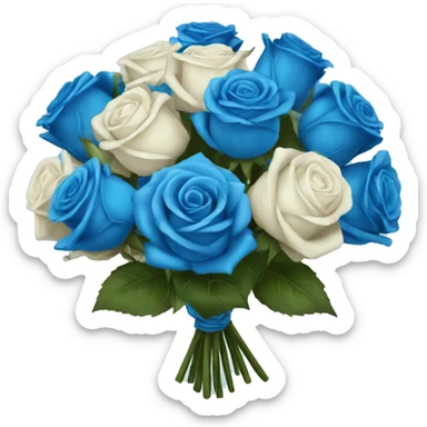 Blue roses bouquet full sticker