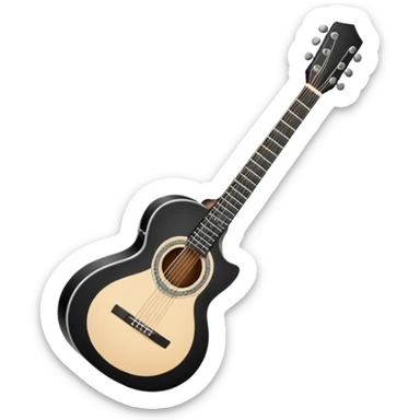 emoji de violão acústico em preto e branco sem cor, so o corntorno branco fazendo o formato de um violão sticker