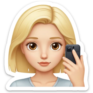 blonde girl taking a selfie sticker