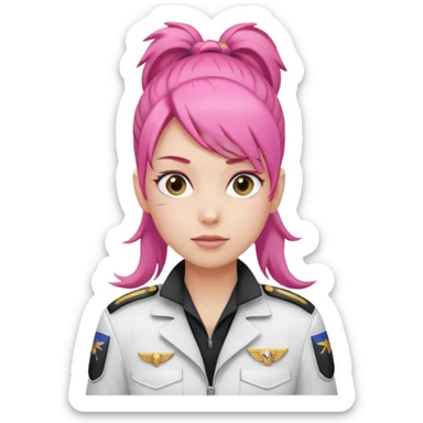 Commander Bloom – pink ponytail pilot in white uniform sticker