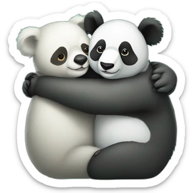 a bear a panda and a koala trio hugging sticker
