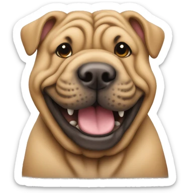 Sharpei dog sitting & smiling sticker
