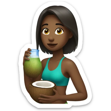 Girl drinking coconut water sticker