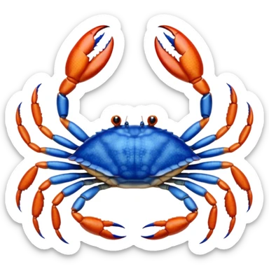 A blue crab with eight legs and two pincers sticker