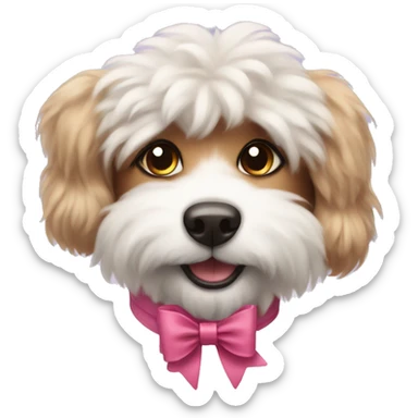 Fluffy dog with bows sticker