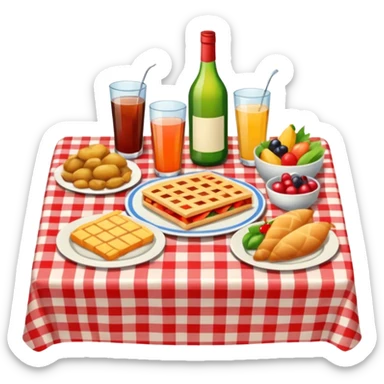 picnic banquet, having tablecloth sticker