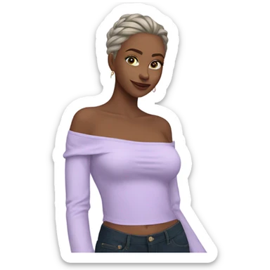 Lilac off shoulder Long sleeve top, isolated sticker