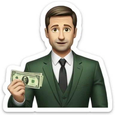 Zelensky asks for money sticker