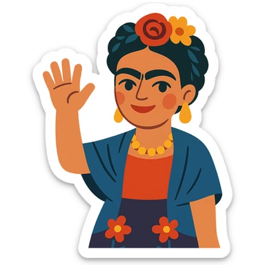 Frida Kahlo saying goodbye sticker