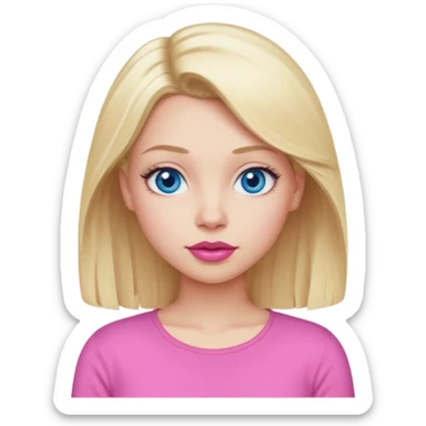 blonde girl blue eyes big pink lips bimbo pink top diva sticker
