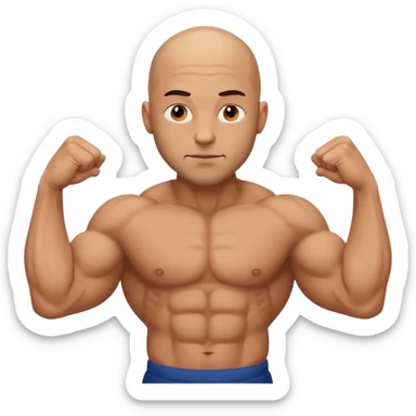 gym daddy with no hair 35 years old flexing muscle sticker