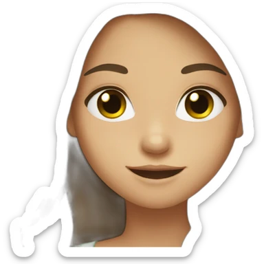 girl, green eyes, brown long hair, smile sticker