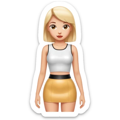 tight  short mini latex skirt and short top  sticker