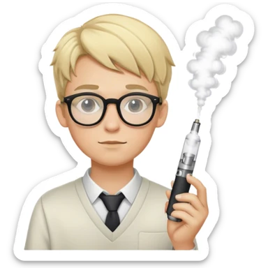 blonde boy with glasses and vape sticker