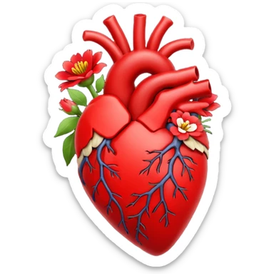 Real heart with made my red flowers tiny sticker