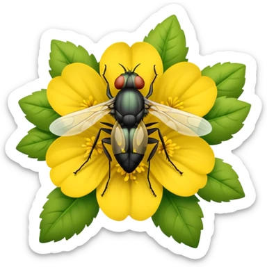 
fly on flower sticker