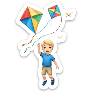 child with kite,Kite Flyers, big kite. sticker