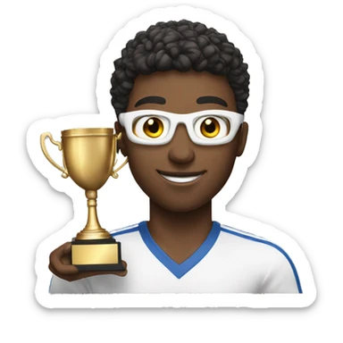 white athlete with winner trophy sticker