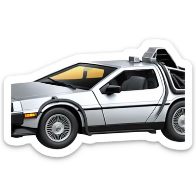 Delorean with flames from tires sticker