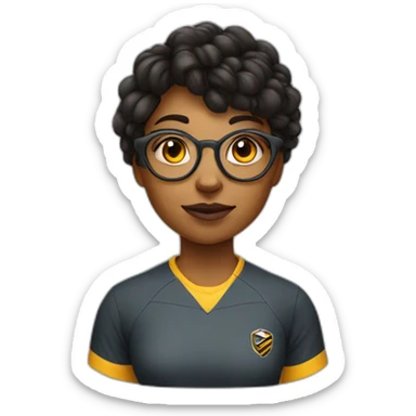 a strong girl with round glasses, working with bees and playing rugby sticker