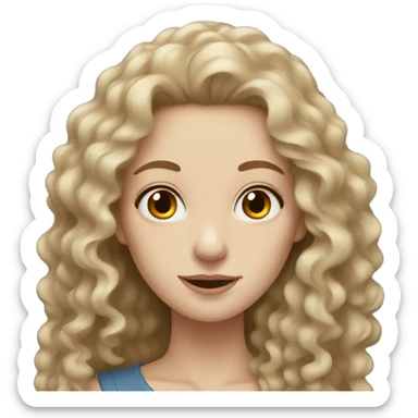 Woman with pale skin and long curly brown hair  sticker