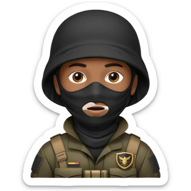 special forces soldier, black uniform, face covered sticker