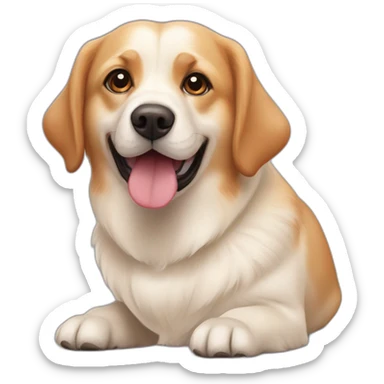 big white labrador and ginger pekingese corgi sticker