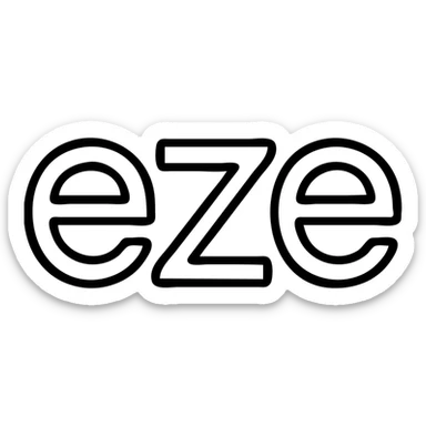 the word 'eze' as a minimalist icon, outlined, no fill, geometric look sticker