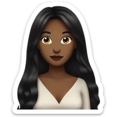 long black hair woman in a dark rich dress eyes are red sticker