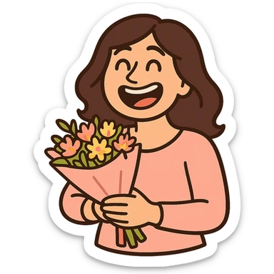 Create a cartoon sticker in Flat Toon style with a happy expression, transparent background. sticker