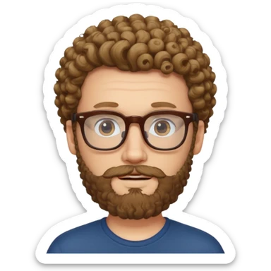 white man with glasses and curly beard sticker