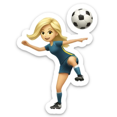 blond woman doing soccer tricks sticker