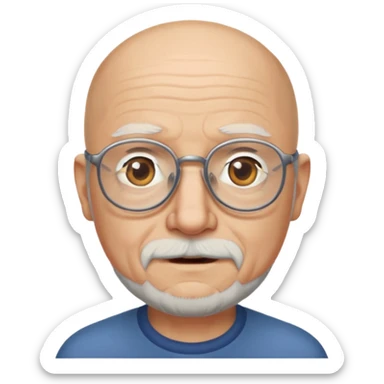 old bald man with short beard and glasses sticker