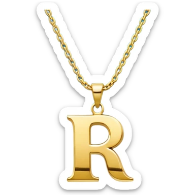 Gold necklace with letter r pendant sticker