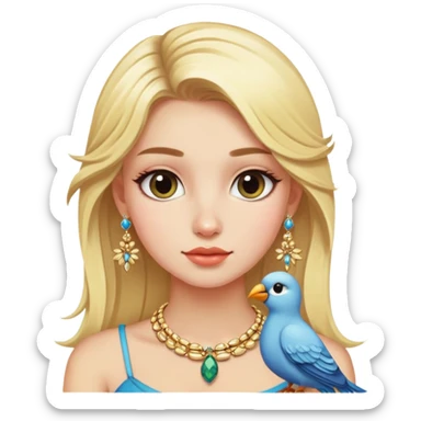 blonde girl with bird jewelry sticker