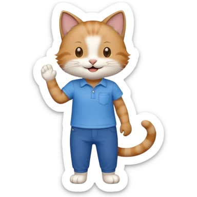 a cat wearing shirt and a pant sticker