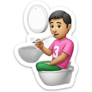 Algerian smoking an electronic cigarette with a pink jersey in the toilet sticker