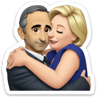 Eric zemmour qui fait un calin a Marine le pen sticker