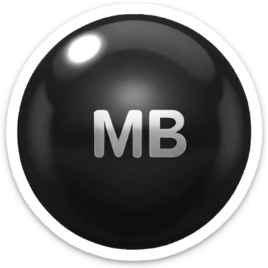 Black Ball with MB written on it. Nothing else no holes. sticker