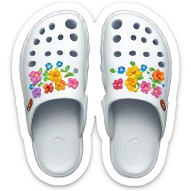 White Crocs with flowers sticker