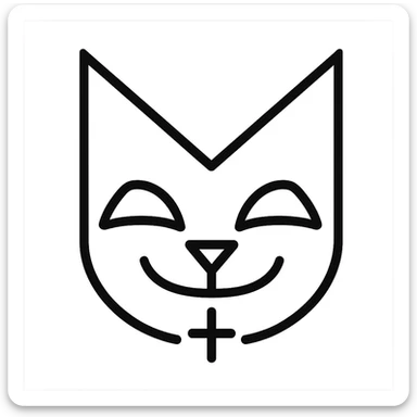 Turn this geometric symbol into a simplified, expressive emoticon suitable for use as a digital emoji. Keep the core shape recognizable but make the lines simpler and the expression clear and emotive. Transparent background. sticker