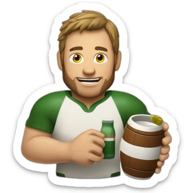 Rugbyman buvant une bière sticker