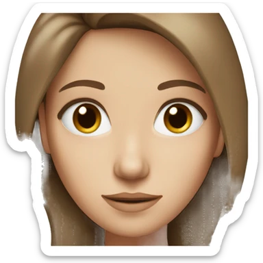 A white woman with long brown hair with blue and brown eyes  sticker