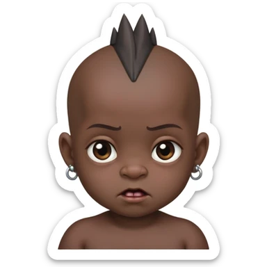 i want an extremely pitch balck baby with a mohawk in the center amd bald from the sides and make sure to make him really really ugly like extremely ugly sticker