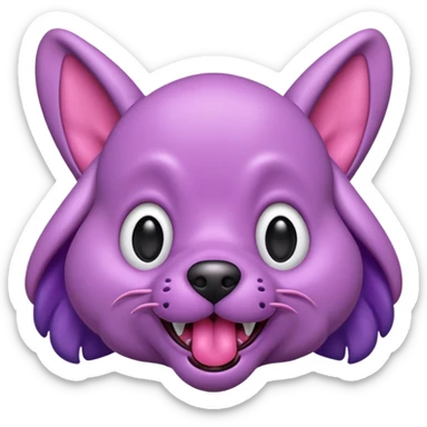 alien dog purple very big folded ear and tongue sticking out sticker